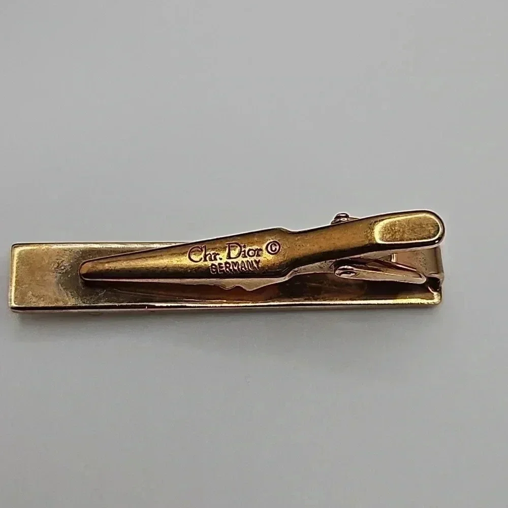 Christian Dior Bullet Back Gold Tone Equality Cufflinks and Tie bar